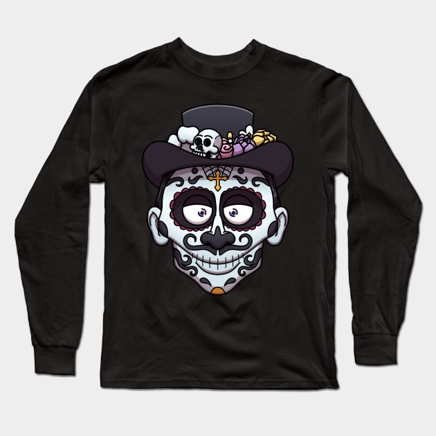 Sugar Skull Man Face Long Sleeve T-Shirt by TheMaskedTooner